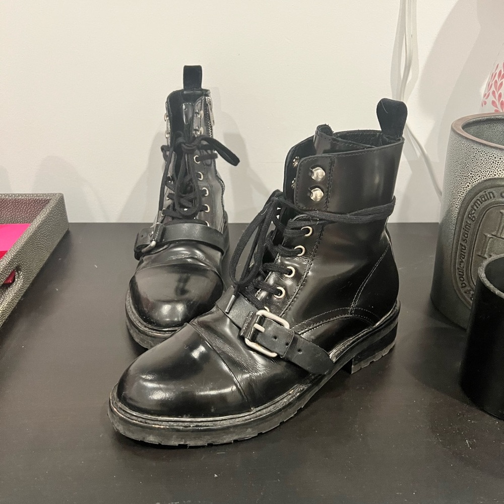 ALL SAINTS BLACK LEATHER COMBAT BOOTS